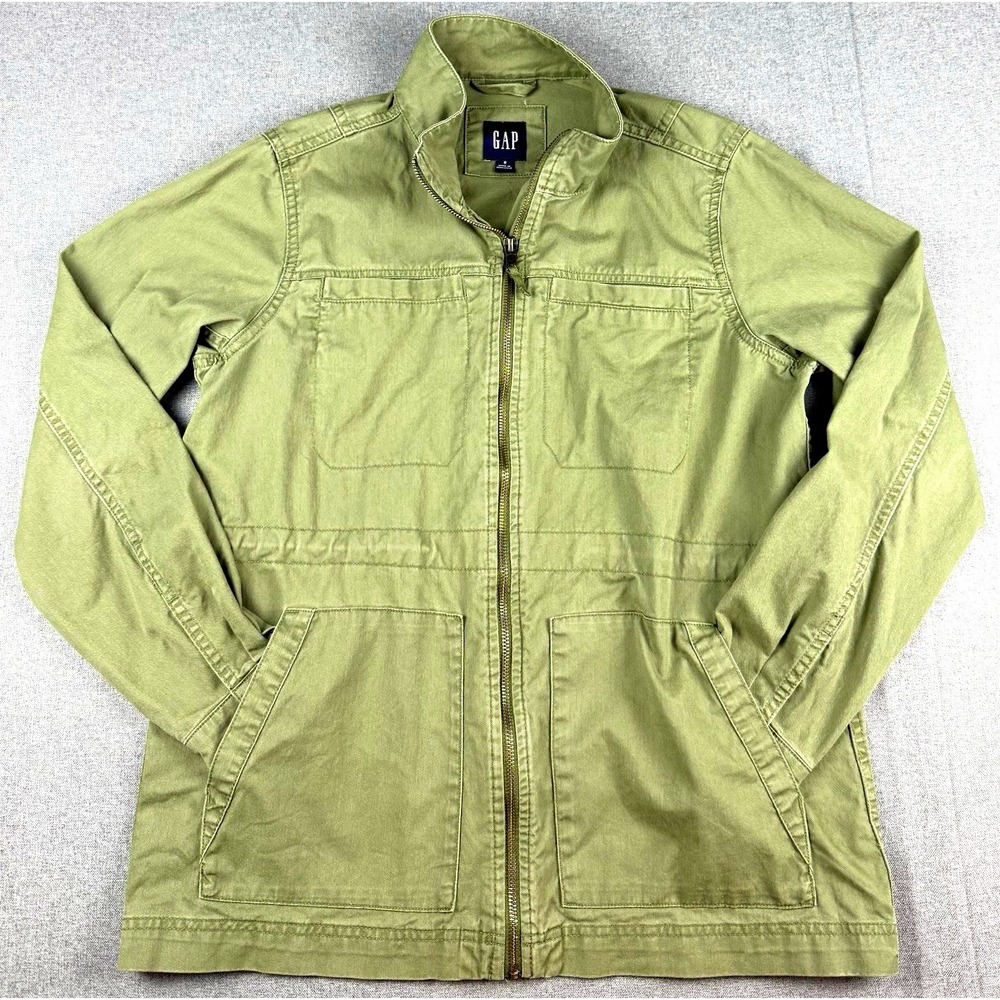 Gap Mens Small Olive Green Utility Field Jacket Full Zip 100% Cotton